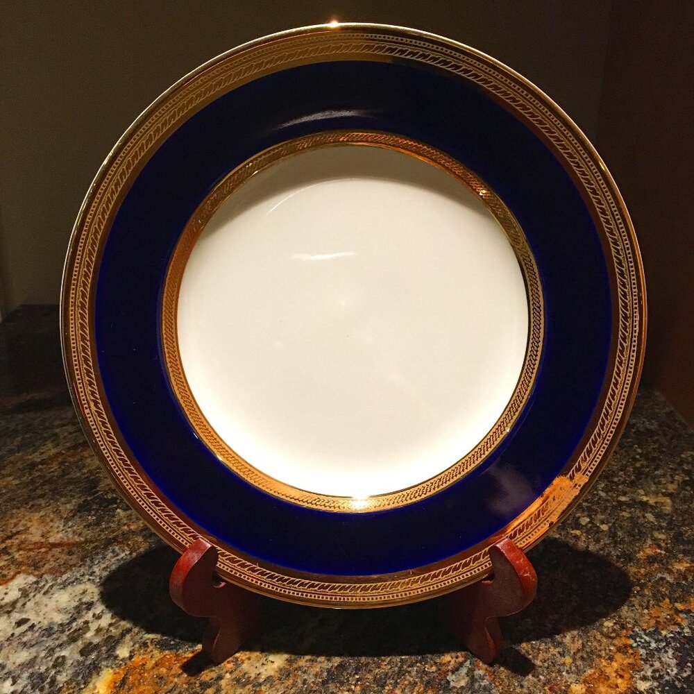 Vintage English Colfax Cobalt Blue Gold Encrusted Trim 9" Plate # 5